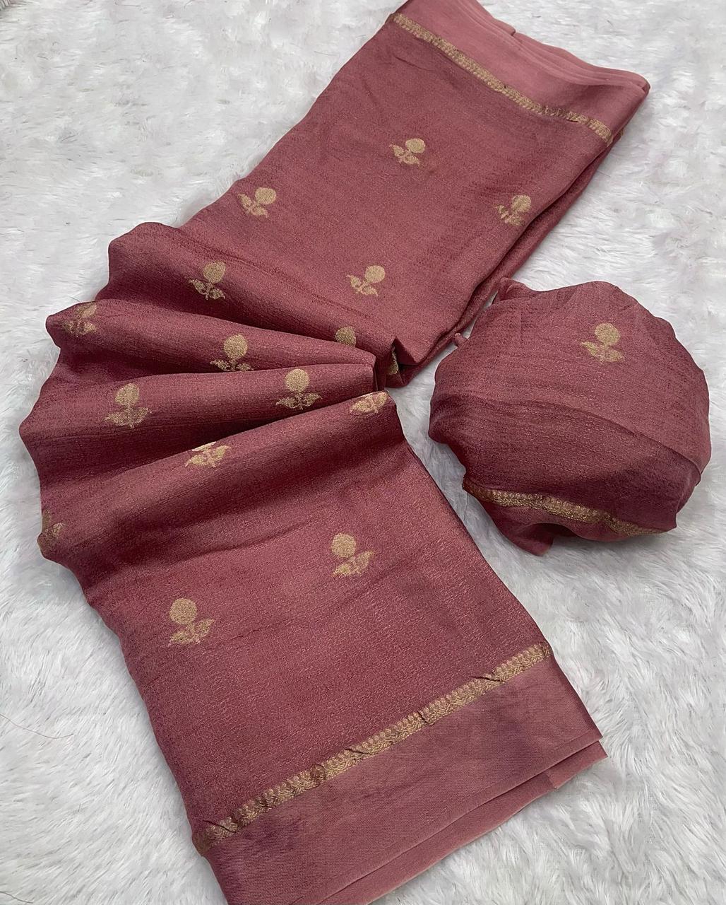 Viscose Khadi Small Zari Butti Saree