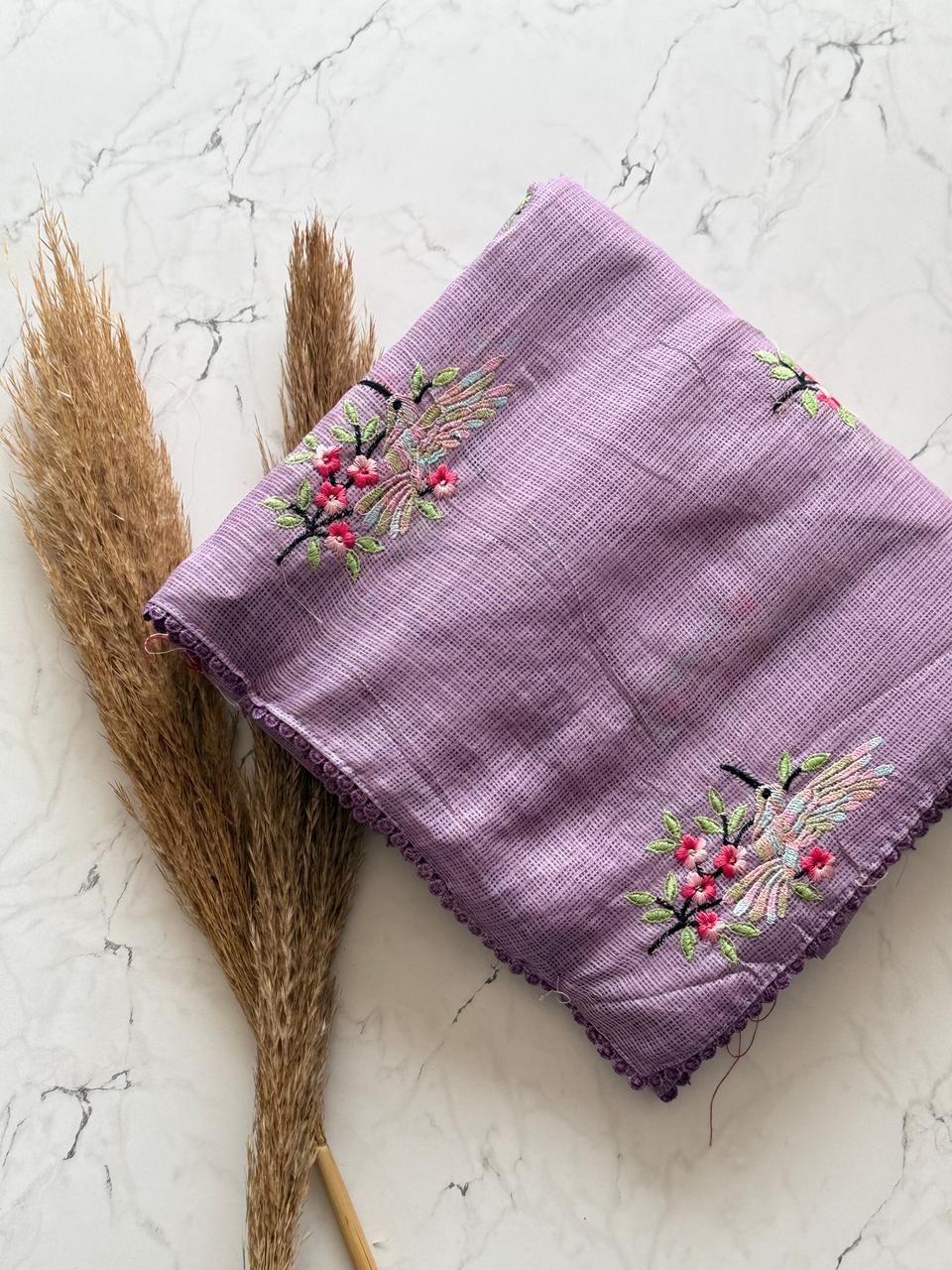 Kota Doria Saree with Rainbow Sparrow Motifs