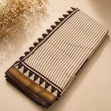 Beige Stripes Bagru Maheshwari