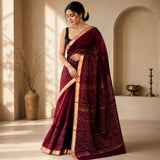 Maroon Ajrakh Bagru Maheshwari