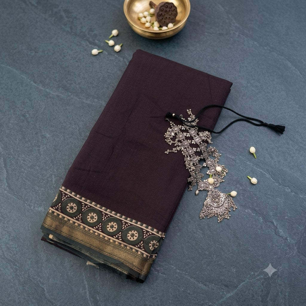 Black Minimalistic Bagru Maheshwari