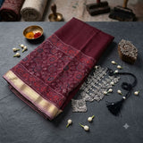 Maroon Ajrakh Bagru Maheshwari