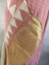 Dusty Rose Ajrakh Modal Silk Saree –