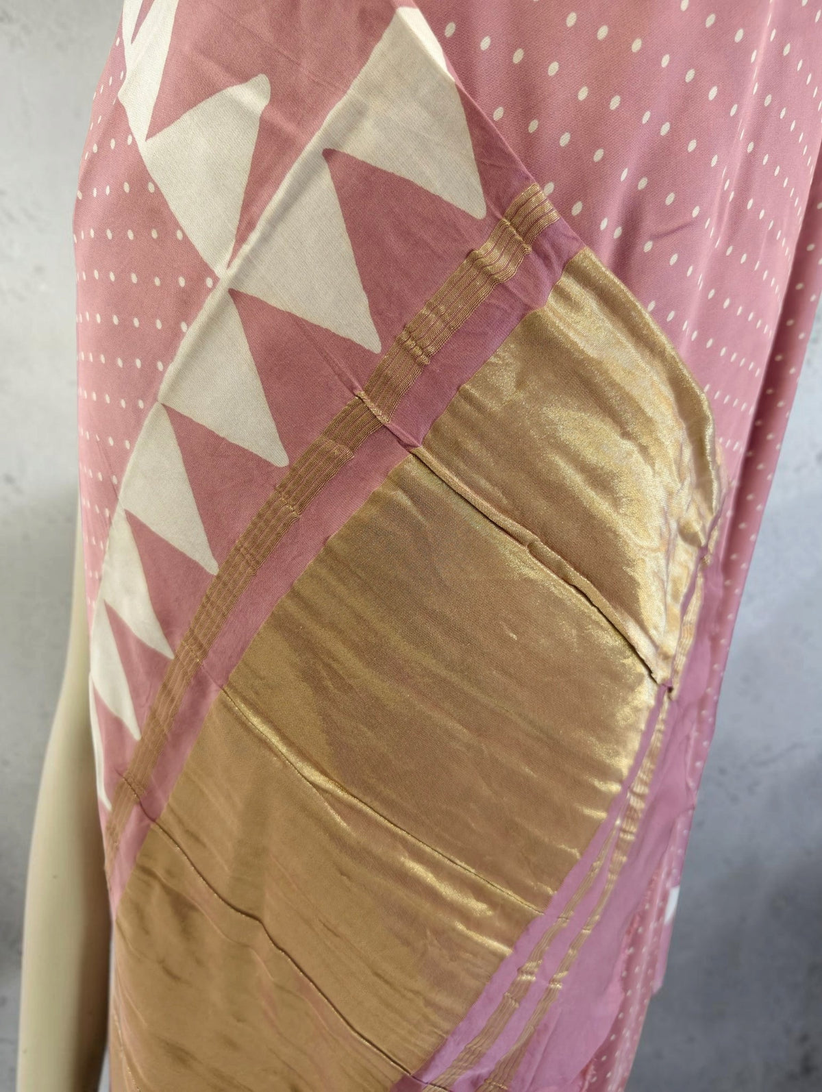 Dusty Rose Ajrakh Modal Silk Saree –